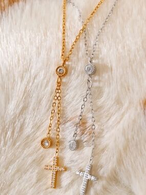 Cross Drop Necklace — Gold Or Silver Layered Pendant